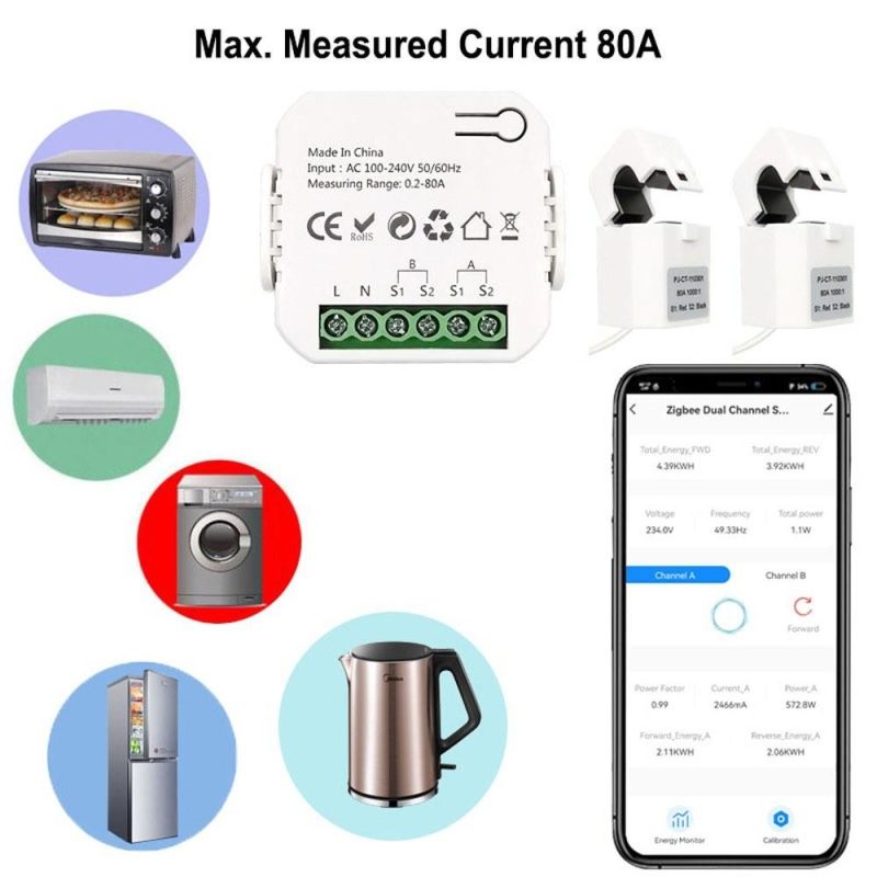 Tuya Wifi Intelligent Energy Meter Solar PV System Power Production Consumption Bidirectional Monitoring Meter Mobilephone APP Control Power Monitor with CT  |   Electrical Measuring Tools Electrical Measuring Tools Electrical Measuring Tools