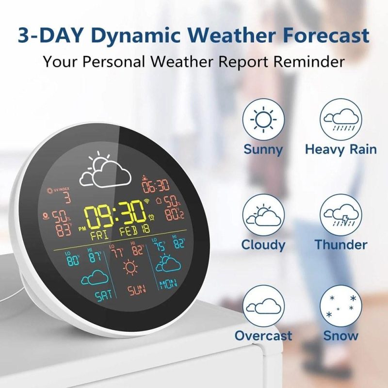 Tuya WiFi Intelligent Weather Clock 3-Day Weather Forecast Weather Station Wireless Thermometer Hygrometer (1Pc Sub Sensors)  |   Temperature & Humidity Measurements Measurement & Analysis Instruments Temperature & Humidity Measurements