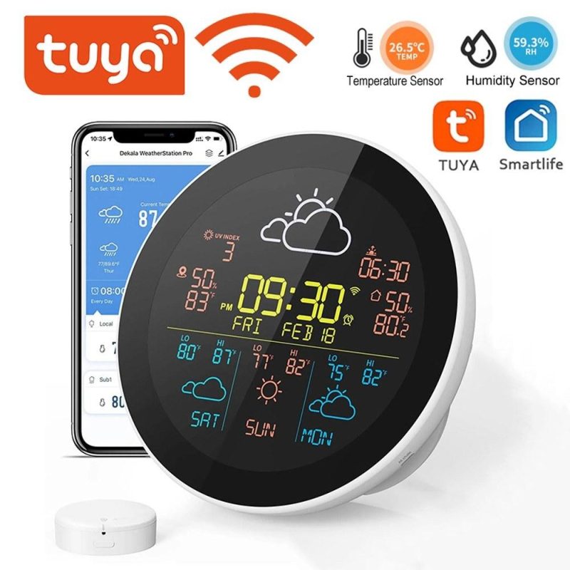 Tuya WiFi Intelligent Weather Clock 3-Day Weather Forecast Weather Station Wireless Thermometer Hygrometer (1Pc Sub Sensors)  |   Temperature & Humidity Measurements Measurement & Analysis Instruments Temperature & Humidity Measurements