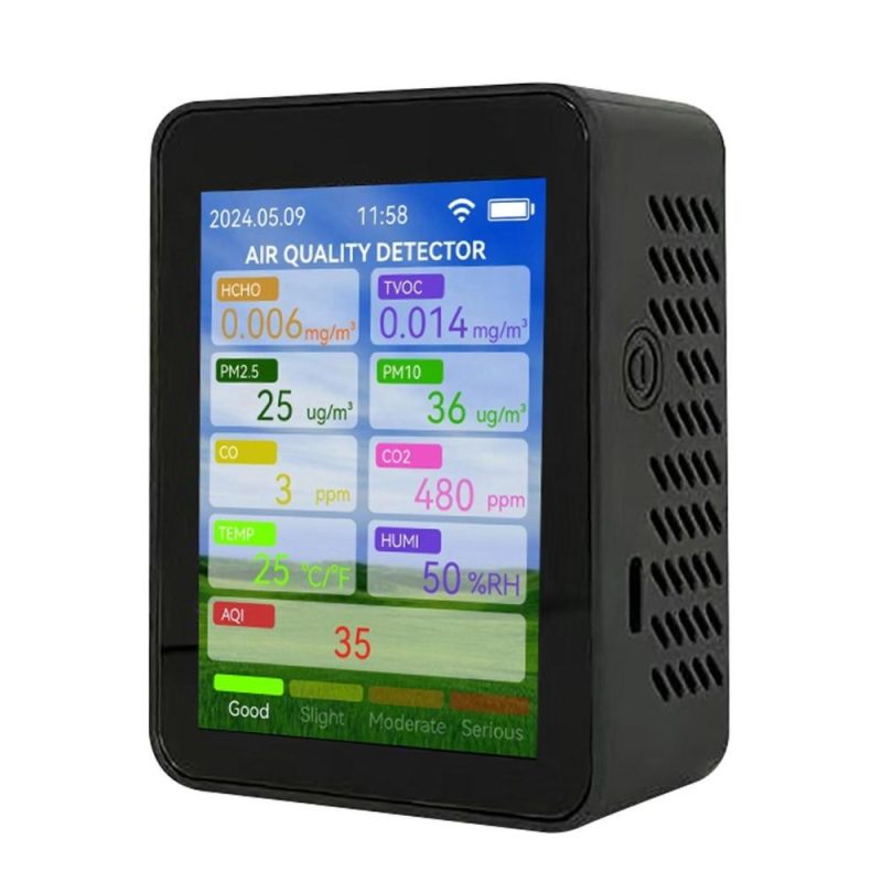 Tuya WiFi Multifunctional Air Quality Meter Household HCHO TVOC Carbon Monoxide CO2 PM2.5 PM10 Tester Portable Temperature Humidity Detector 2.8-inch TFT Display with Alarm Function  |   Temperature & Humidity Measurements Measurement & Analysis Instruments Temperature & Humidity Measurements