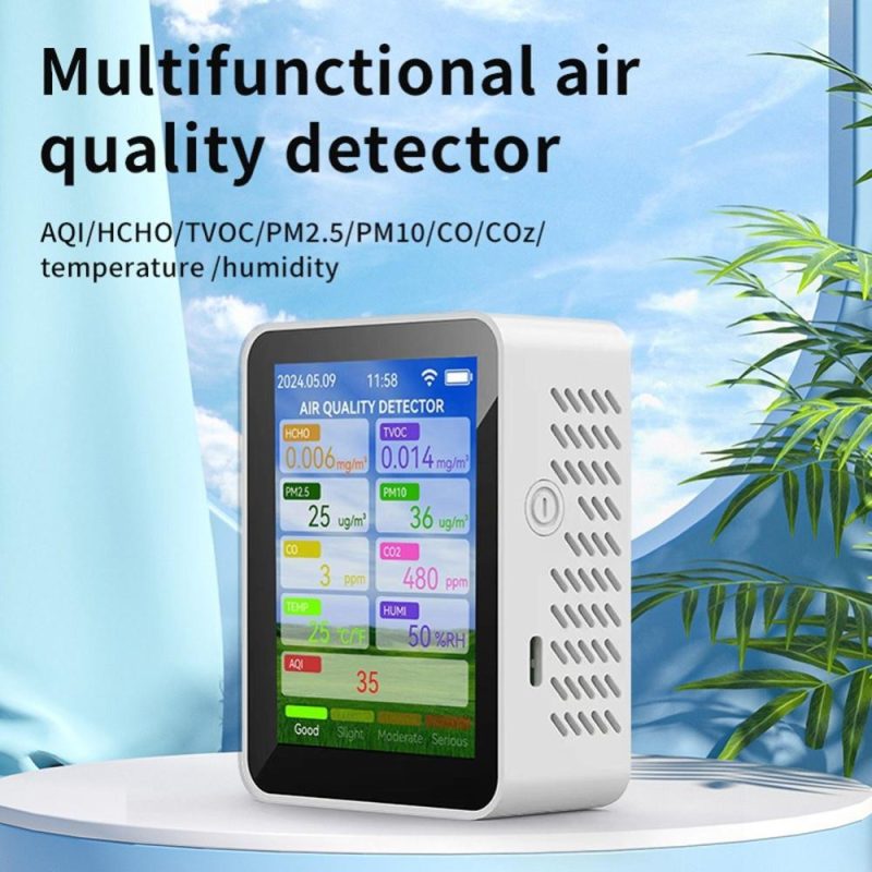 Tuya WiFi Multifunctional Air Quality Meter Household HCHO TVOC Carbon Monoxide CO2 PM2.5 PM10 Tester Portable Temperature Humidity Detector 2.8-inch TFT Display with Alarm Function  |   Temperature & Humidity Measurements Measurement & Analysis Instruments Temperature & Humidity Measurements