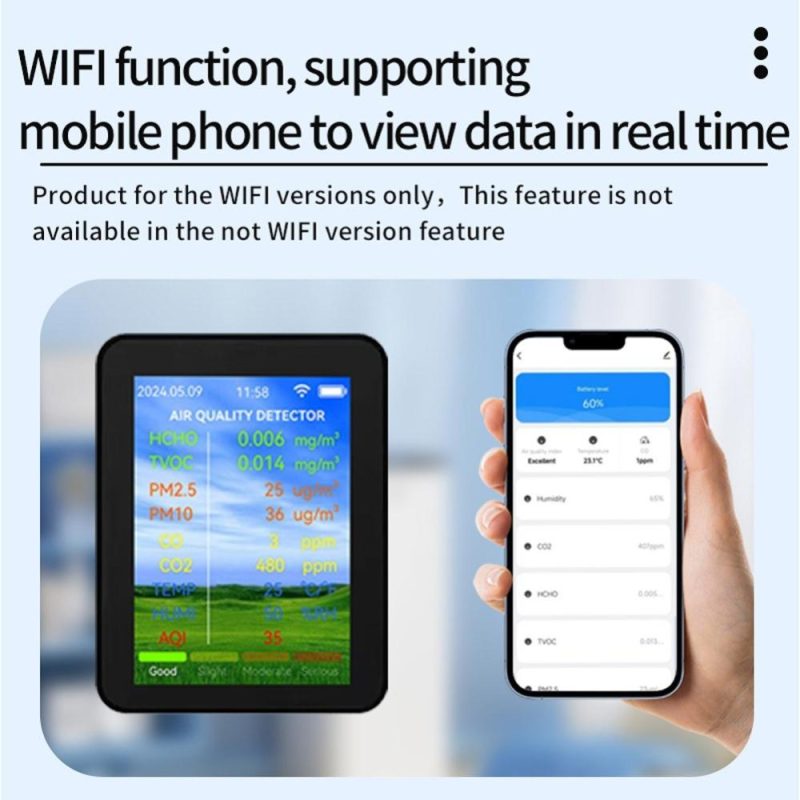 Tuya WiFi Multifunctional Air Quality Meter Household HCHO TVOC Carbon Monoxide CO2 PM2.5 PM10 Tester Portable Temperature Humidity Detector 2.8-inch TFT Display with Alarm Function  |   Temperature & Humidity Measurements Measurement & Analysis Instruments Temperature & Humidity Measurements