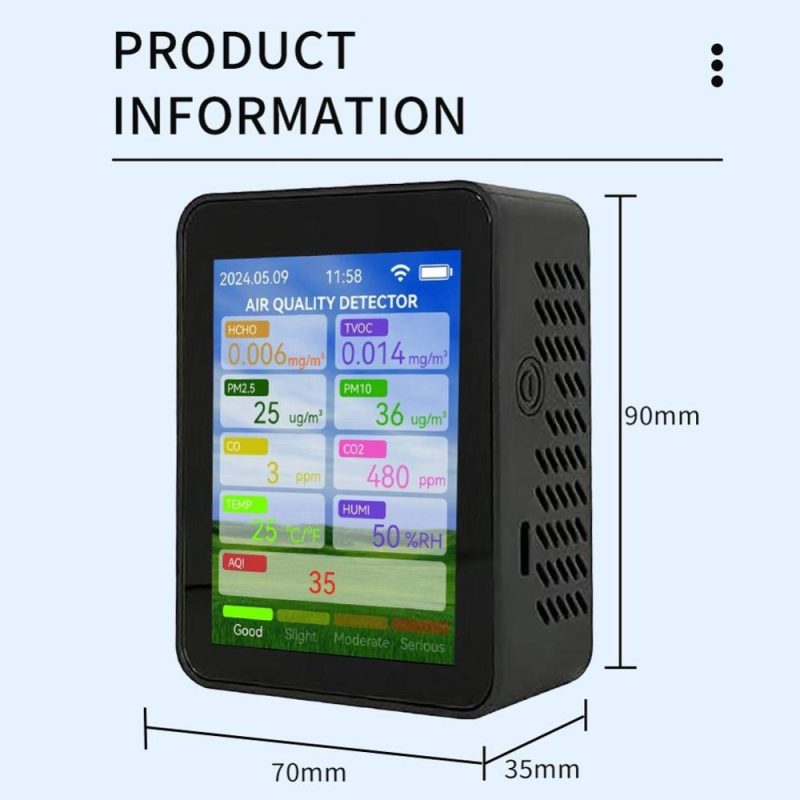 Tuya WiFi Multifunctional Air Quality Meter Household HCHO TVOC Carbon Monoxide CO2 PM2.5 PM10 Tester Portable Temperature Humidity Detector 2.8-inch TFT Display with Alarm Function  |   Temperature & Humidity Measurements Measurement & Analysis Instruments Temperature & Humidity Measurements