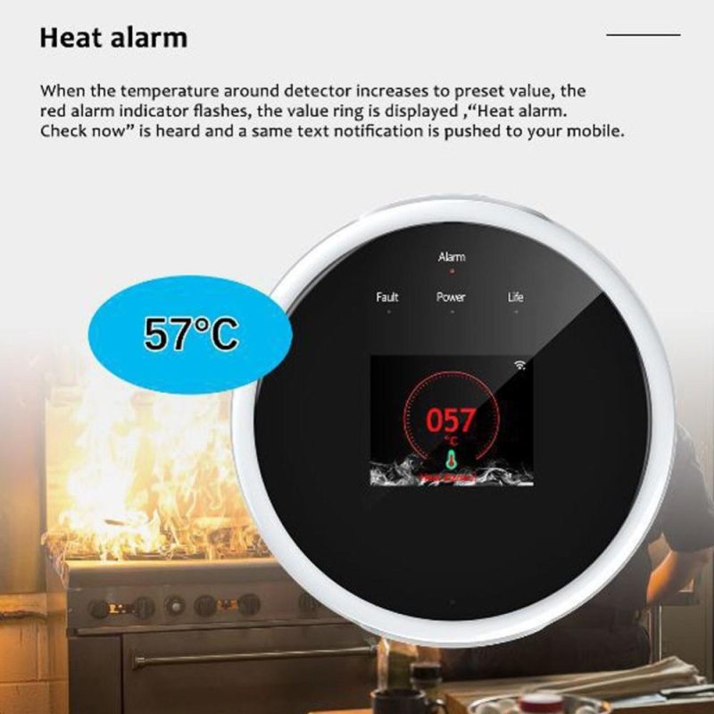 Tuya Wifi Natural Gas-Sensor Household Intelligent Combustible Gas-Alarm Detector Gas-Leakage Sensor Compatible with Amazon Alexa Google Assistant  |   Gas detection equipment Gas detection equipment Black