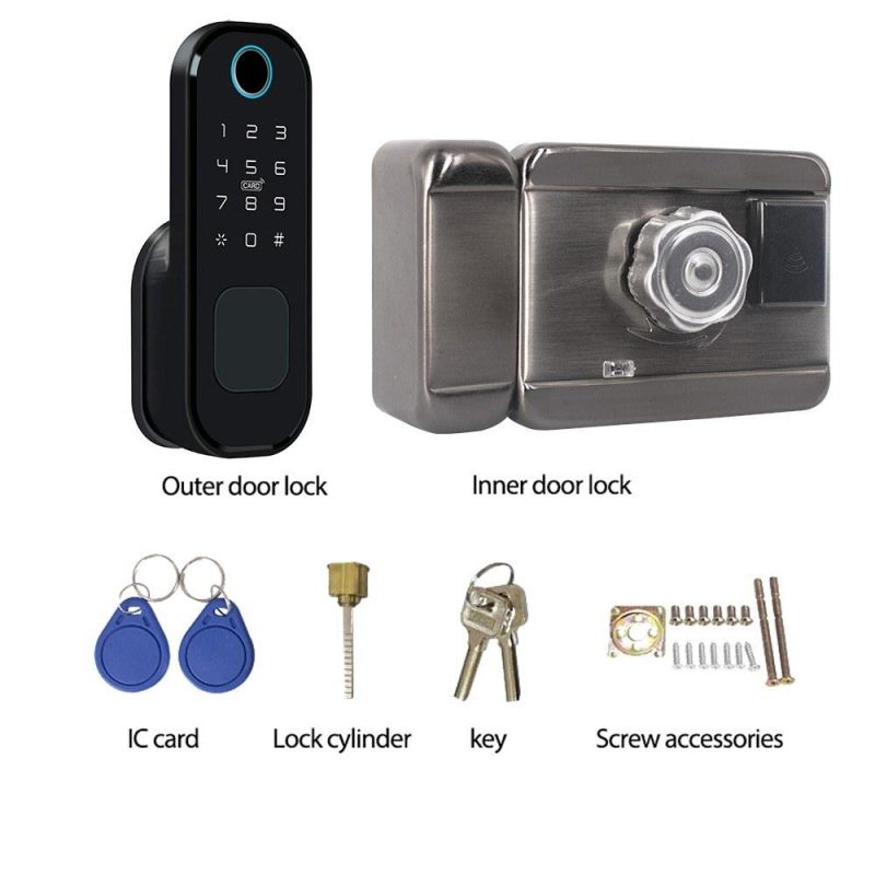 Tuya WiFi No Wiring Waterproof Fingerprint Lock Digital Code Electronic Door Lock For Home Security BT Unlock Compatible with Google Home Amazon Alexa (Not Include Battery and USB Cable)  |   Safety & Protective Gear Professional Tools Safety & Protective Gear