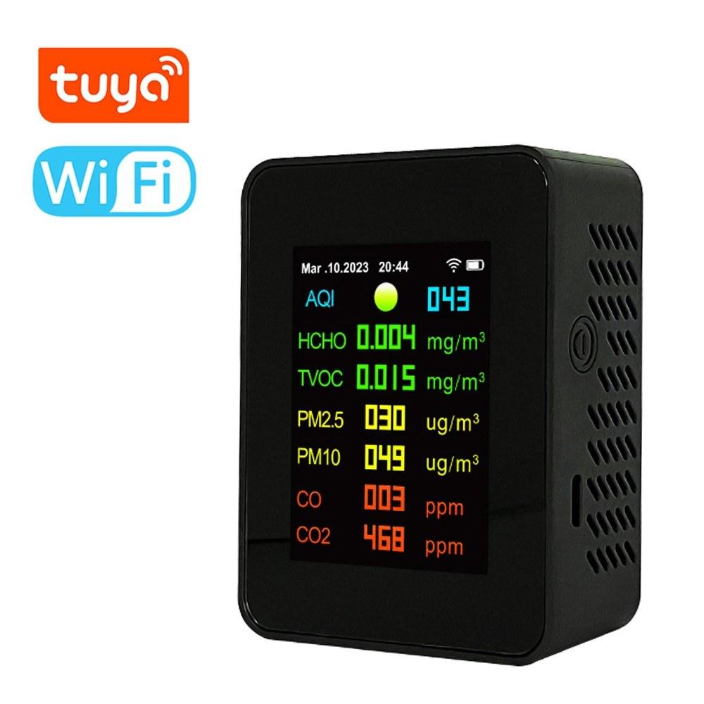 Tuya Wifi Portable Air Quality Meter 7in1 PM2.5 PM10 Carbonic Oxide CO2 TVOC HCHO AQI Tester  |   Gas detection equipment Gas detection equipment Gas detection equipment