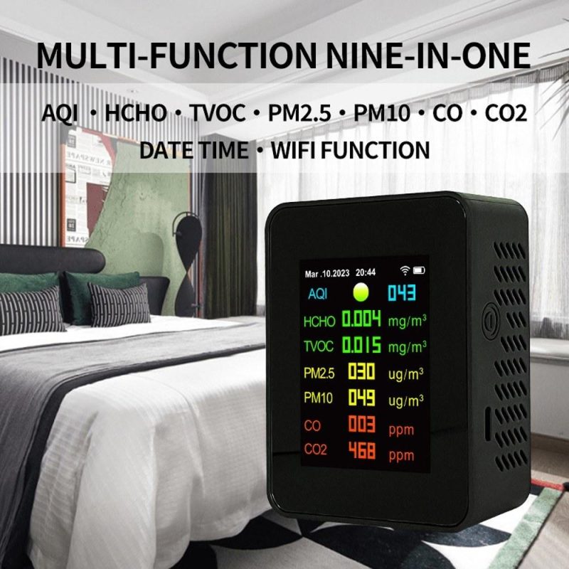 Tuya Wifi Portable Air Quality Meter 7in1 PM2.5 PM10 Carbonic Oxide CO2 TVOC HCHO AQI Tester  |   Gas detection equipment Gas detection equipment Gas detection equipment