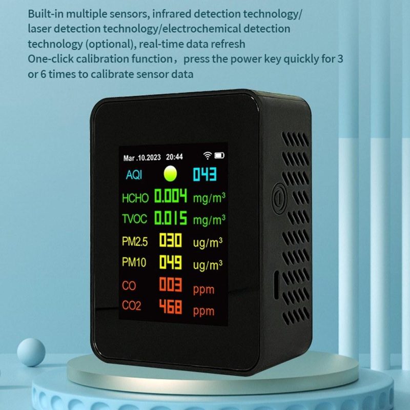 Tuya Wifi Portable Air Quality Meter 7in1 PM2.5 PM10 Carbonic Oxide CO2 TVOC HCHO AQI Tester  |   Gas detection equipment Gas detection equipment Gas detection equipment