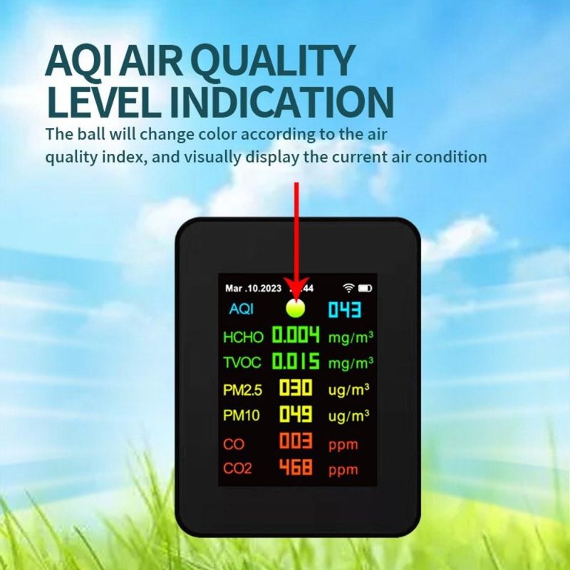 Tuya Wifi Portable Air Quality Meter 7in1 PM2.5 PM10 Carbonic Oxide CO2 TVOC HCHO AQI Tester  |   Gas detection equipment Gas detection equipment Gas detection equipment