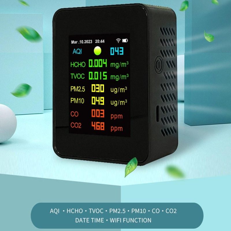 Tuya Wifi Portable Air Quality Meter 7in1 PM2.5 PM10 Carbonic Oxide CO2 TVOC HCHO AQI Tester  |   Gas detection equipment Gas detection equipment Gas detection equipment