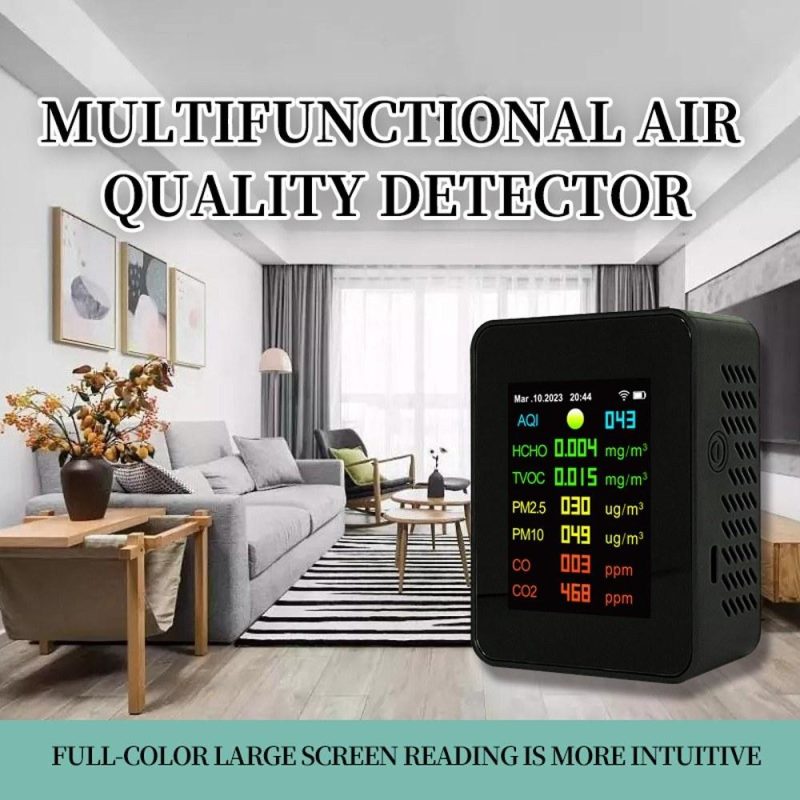 Tuya Wifi Portable Air Quality Meter 7in1 PM2.5 PM10 Carbonic Oxide CO2 TVOC HCHO AQI Tester  |   Gas detection equipment Gas detection equipment Gas detection equipment