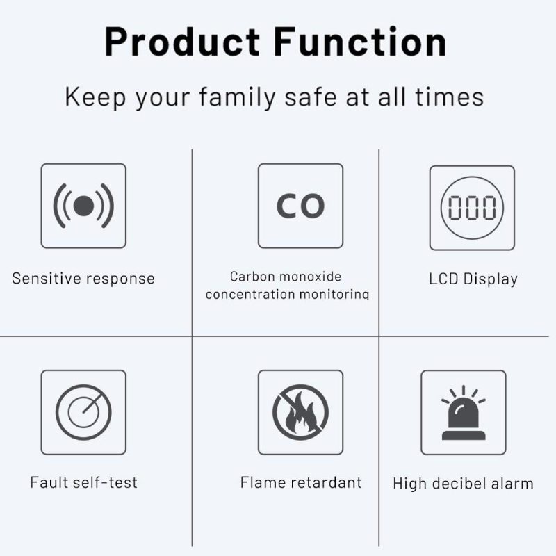 Tuya Wifi Portable Electrochemical Sensor CO Tester LCD Screen Carbon Monoxide Detector with Sound Lihgt Alarm and Low Battery Reminder Function  |   Gas detection equipment Gas detection equipment Gas detection equipment