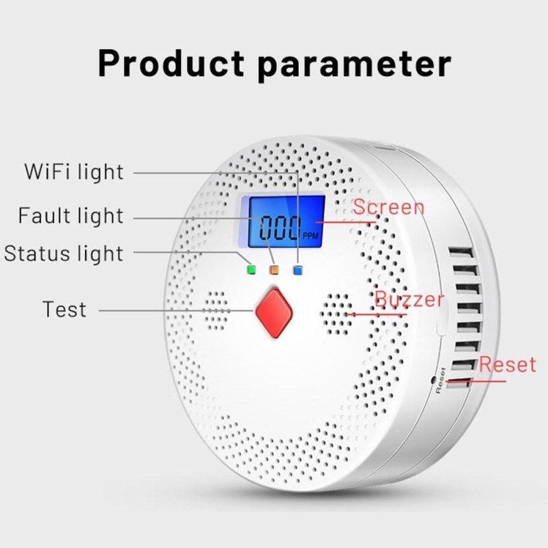 Tuya Wifi Portable Electrochemical Sensor CO Tester LCD Screen Carbon Monoxide Detector with Sound Lihgt Alarm and Low Battery Reminder Function  |   Gas detection equipment Gas detection equipment Gas detection equipment