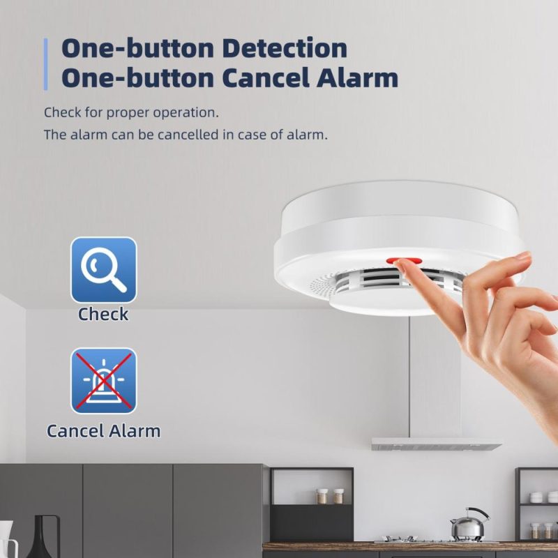 Tuya Wifi Smoke Detector Fire Protecting Sound Alarm Sensor Cellphone APP Remote Push Alert with Alarm Cancel Function  |   Gas detection equipment Gas detection equipment Gas detection equipment