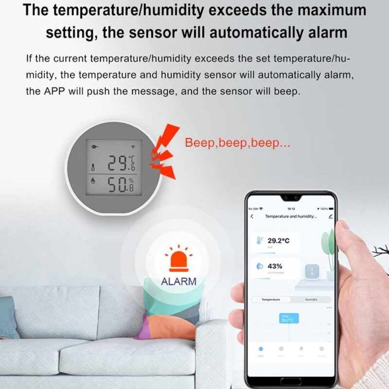 Tuya WiFi Temperature Humidity Sensor Intelligent Hygrothermograph Meter with High and Low Temperature Alarm Function Compatible with Alexa and Google Home  |   Temperature & Humidity Measurements Measurement & Analysis Instruments Temperature & Humidity Measurements