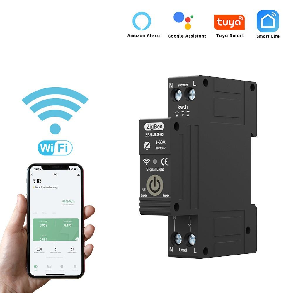 TUYA ZigBee Intelligent Circuit Breaker Remote Control Voice Control Switch Home Wireless Mobilephone APP Connect Circuit Breaker Compatible with  Assistant ans Amazon Alexa  |   Other Instruments Measurement & Analysis Instruments Black