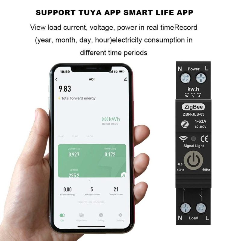 TUYA ZigBee Intelligent Circuit Breaker Remote Control Voice Control Switch Home Wireless Mobilephone APP Connect Circuit Breaker Compatible with  Assistant ans Amazon Alexa  |   Other Instruments Measurement & Analysis Instruments Black