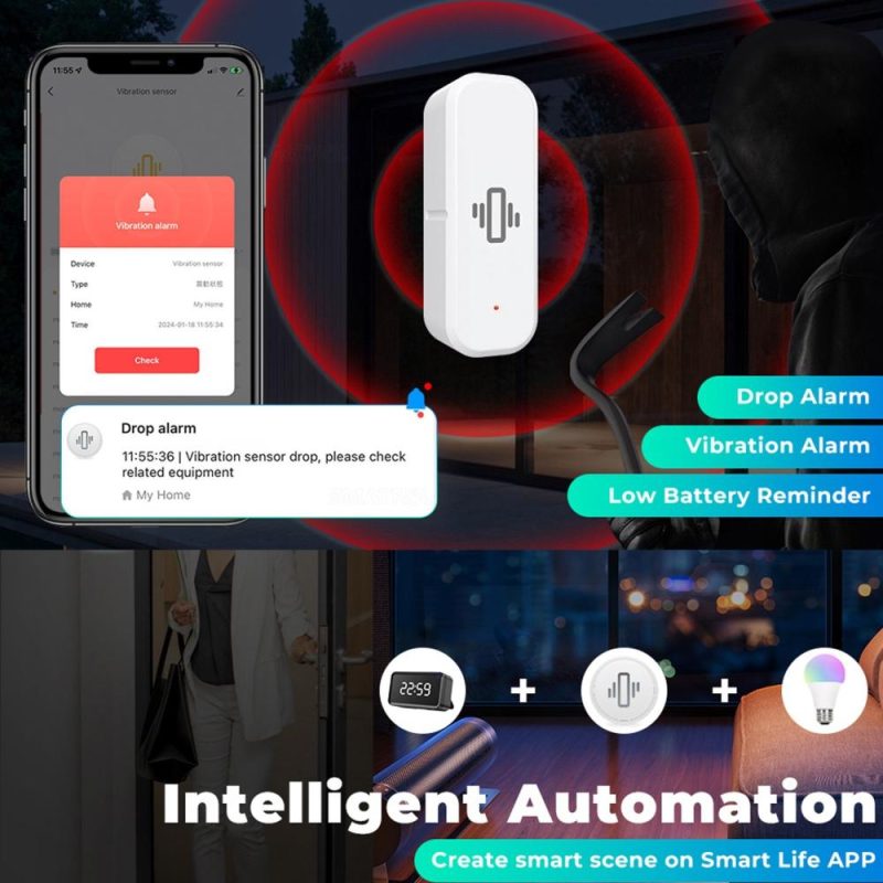 Tuya ZigBee Intelligent Vibration Drop Sensor Detector Real Time Motion Vibration Alarm Sensor (Used with ZigBee 3.0 Gateways )  |   Other Instruments Measurement & Analysis Instruments Other Instruments