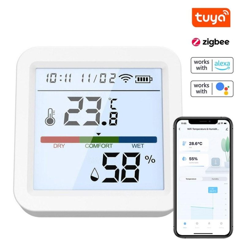 Tuya ZigBee Temperature Humidity Tester LCD Backlight Display Mobilephone APP Remotely Control Intelligent Linkage Compatible with Alexa and Google Home  |   Temperature & Humidity Measurements Measurement & Analysis Instruments Temperature & Humidity Measurements