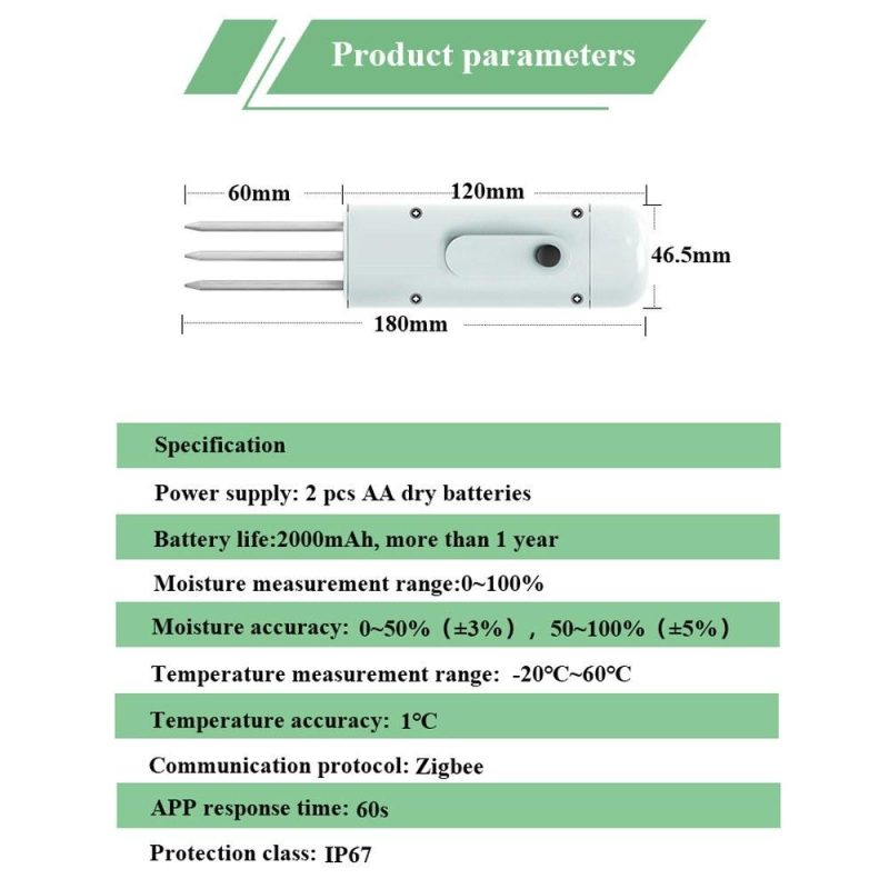 Tuya Zigbee Wireless Soil Moisture Meter Intelligent Temperature Humidity Tester  |   Soil analysis equipment Measurement & Analysis Instruments Soil analysis equipment