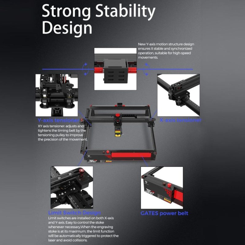 Two Trees TS2 20W Laser Engraver Auto Focus with Air Assist System 410x410mm Engraving Area  |   Laser Equipment Laser Equipment Black+Red