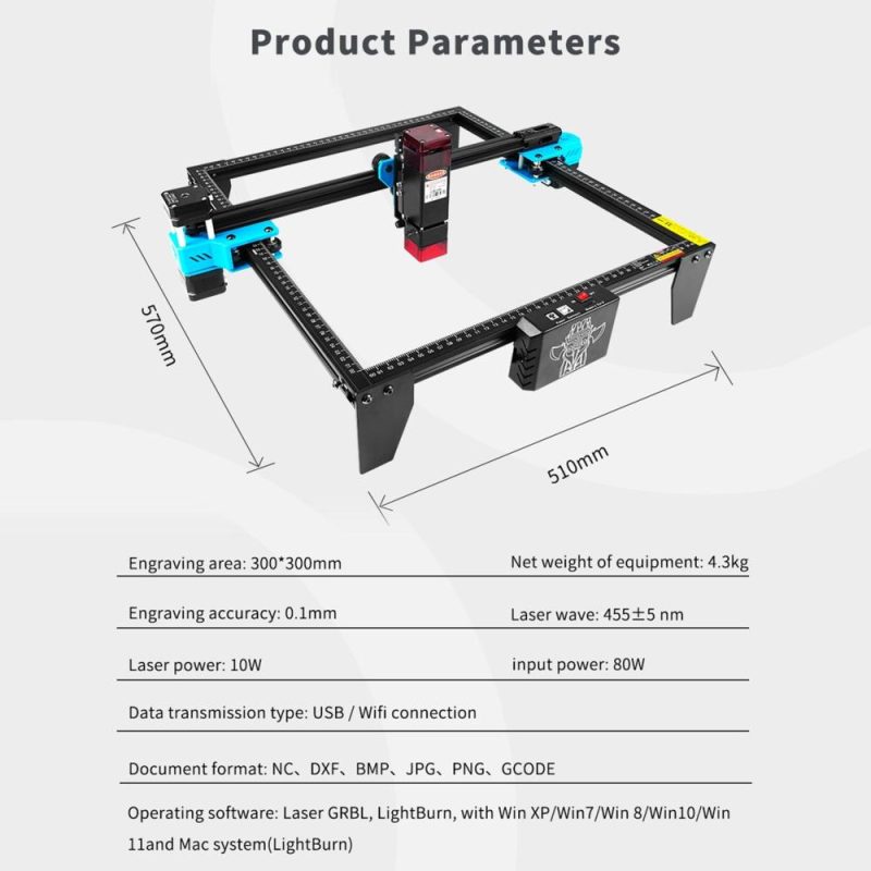 Two Trees TTS-10 10W Laser Engraver 300x300mm Working Area  |   Laser Equipment Laser Equipment Laser Equipment