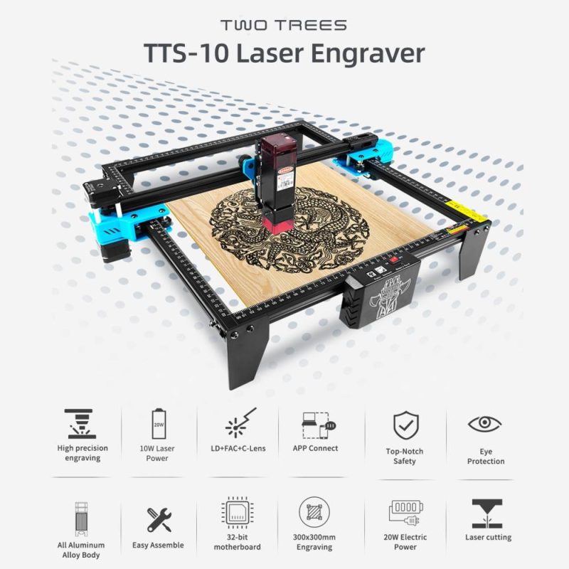 Two Trees TTS-10 10W Laser Engraver 300x300mm Working Area  |   Laser Equipment Laser Equipment Laser Equipment