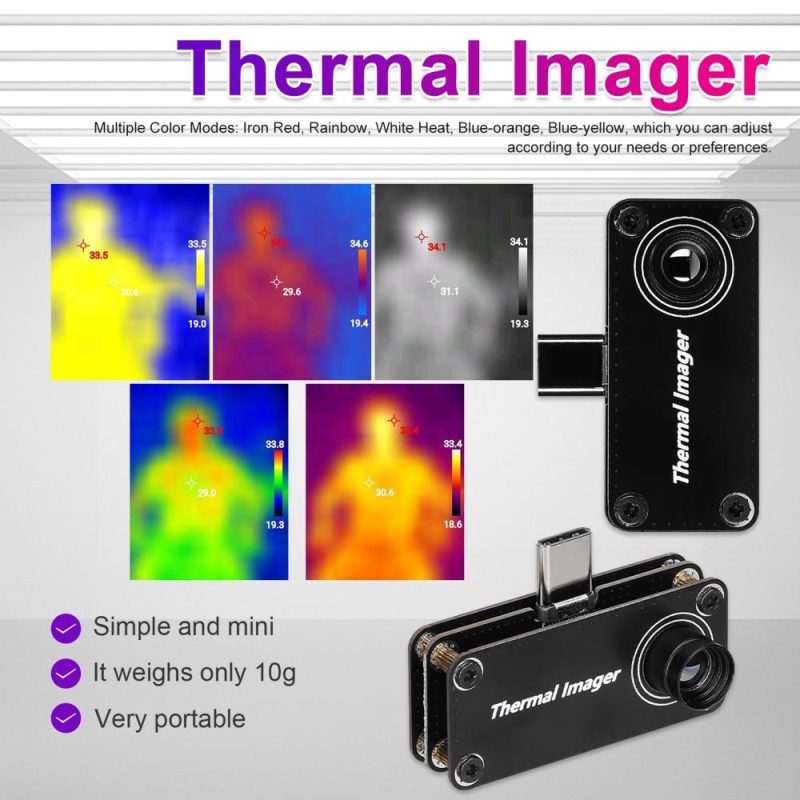 Type-C Interface 32*32 Resolution Infrared Thermal Imager Multifunction Tempreature Measurement Meter Cellphone for Android Mobilephone with OTG Function  |   Infrared Thermometer Infrared Thermometer Black