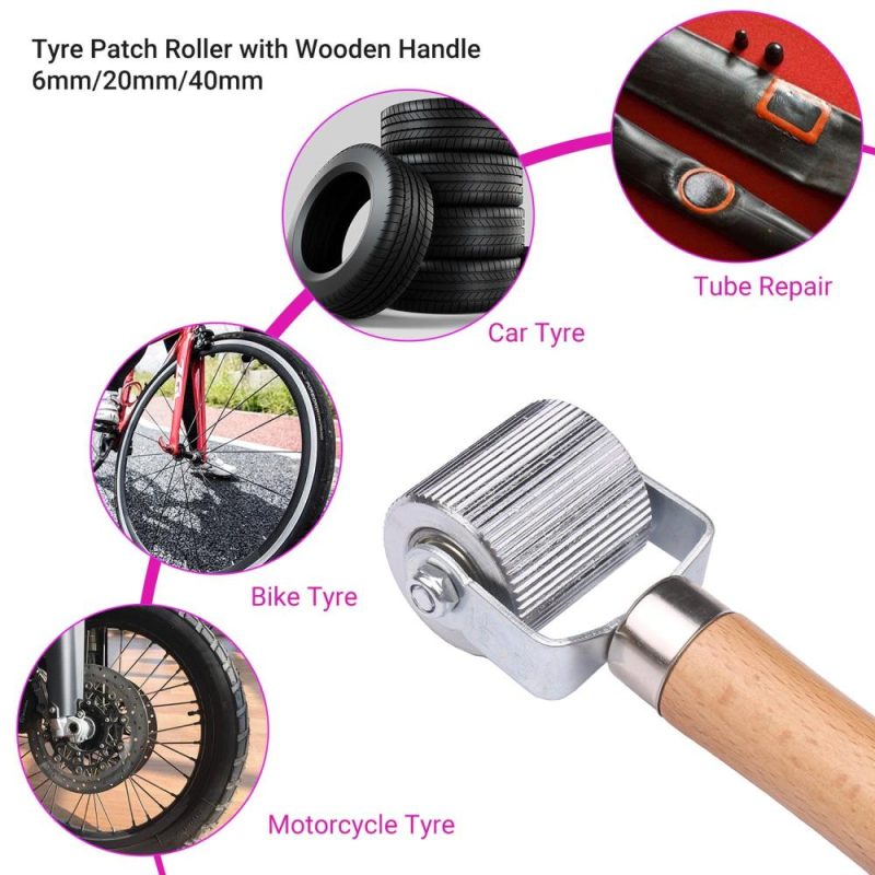 Tyre Patch Roller with Wooden Handle 6mm/20mm/40mm Tire Stitcher Tube Repair Tool for Fixing Flats  |   Others Hardware & Gadgets Others