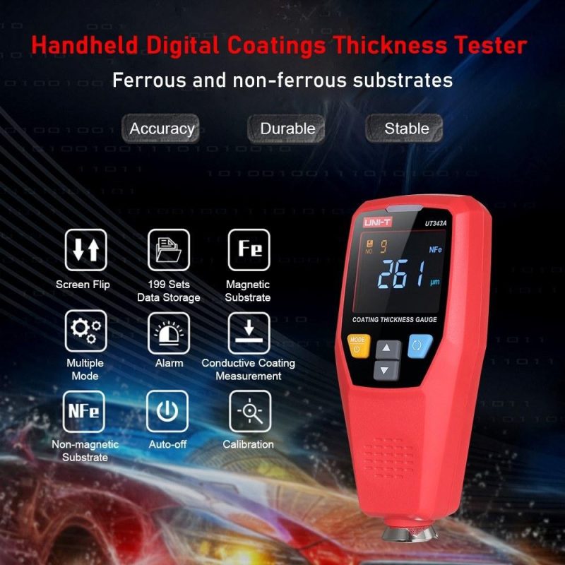 UNI-T Dual Purpose Paint Coating Thickness Gauge Digital Coatings Thickness Tester 0～1750μm for Ferrous Substrate / Non-Ferrous Substrate Measurement  |   Other Instruments Measurement & Analysis Instruments Other Instruments