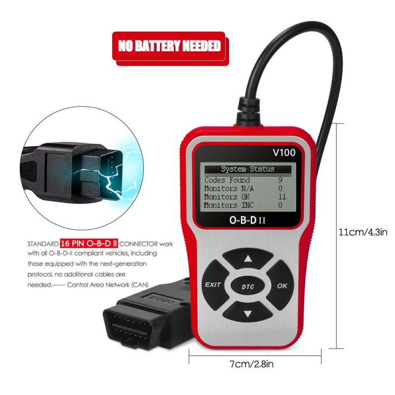 Universal O-B-D II Scanner Car Engine Fault Code Reader E-O-B-D O-B-D 2 CAN Diagnostic Scan Tool for O-B-D II Protocol Cars Since 1996  |   Other Instruments Measurement & Analysis Instruments Black/Blue/Red