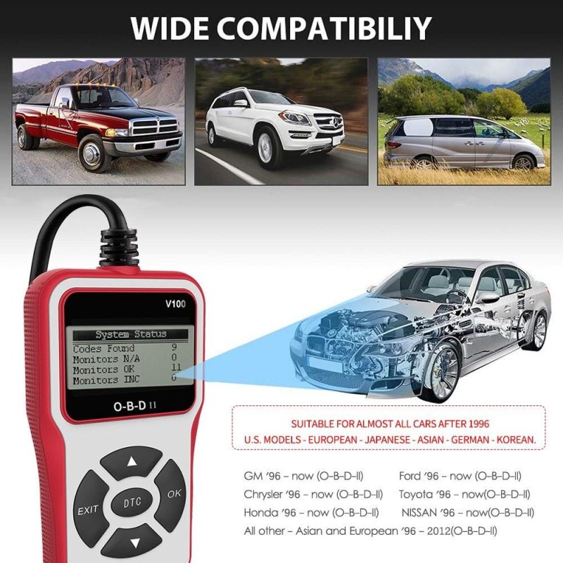 Universal O-B-D II Scanner Car Engine Fault Code Reader E-O-B-D O-B-D 2 CAN Diagnostic Scan Tool for O-B-D II Protocol Cars Since 1996  |   Other Instruments Measurement & Analysis Instruments Black/Blue/Red