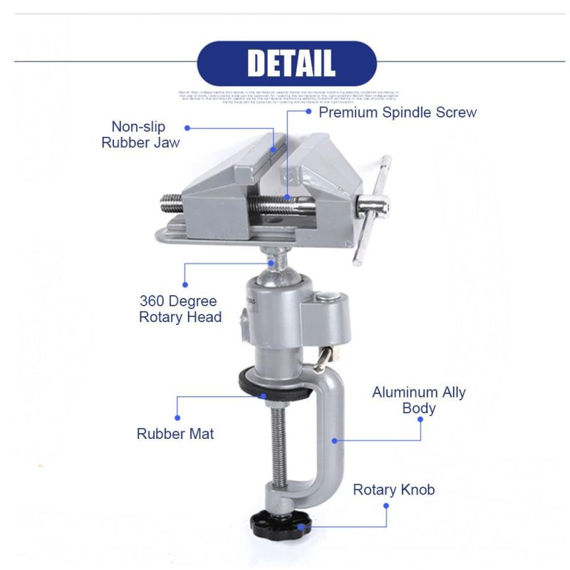 Universal Table Vise with 360 degrees Swiveling Head Clamp for Crafting Painting Sculpting Electronics Soldering 3-inch Rotatable Tabletop Clamp Vice  |   Others Hardware & Gadgets Others