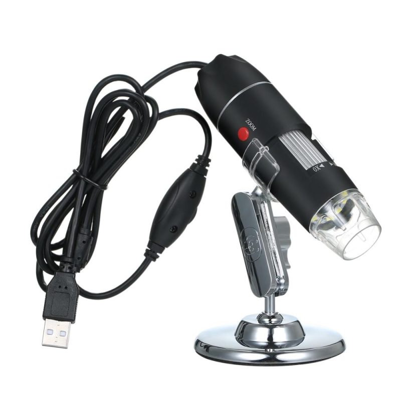 USB Digital Microscope 1600X Magnification Camera 8 LEDs with Stand Portable Handheld Inspection Magnifier  |   Microscopes & Endoscope Measurement & Analysis Instruments Black