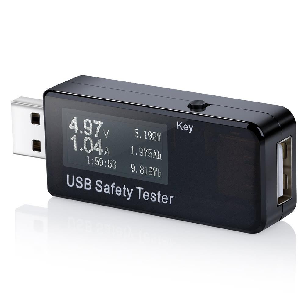 USB Digital Tester Current Voltage Monitor DC 5.1A 30V Amp Voltage Meter Test Speed of Chargers Cables Capacity of Power Banks Black  |   Electrical Measuring Tools Electrical Measuring Tools Black