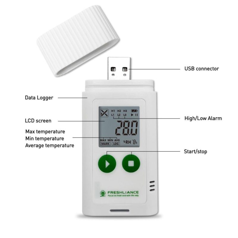 USB Temperature Recorder Fruit Cold Storage Coldchain Transportation Temperature Logger Large Capacity Data Storage with PC Data Export PDF/CSV Reports Automatic Generating Function  |   Temperature & Humidity Measurements Measurement & Analysis Instruments Temperature & Humidity Measurements