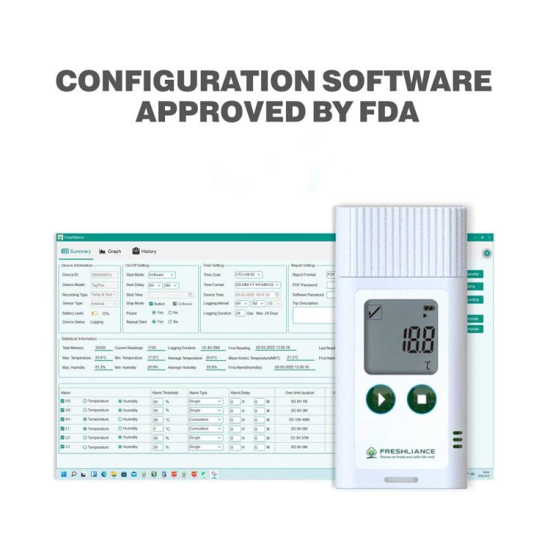 USB Temperature Recorder Fruit Cold Storage Coldchain Transportation Temperature Logger Large Capacity Data Storage with PC Data Export PDF/CSV Reports Automatic Generating Function  |   Temperature & Humidity Measurements Measurement & Analysis Instruments Temperature & Humidity Measurements