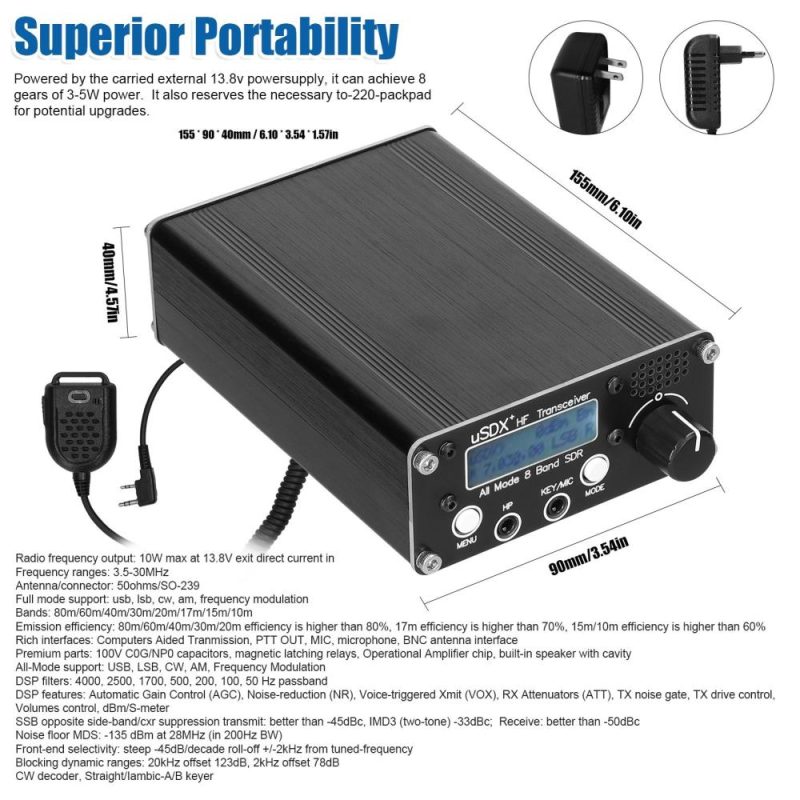 uSDR uSDX+ Plus V2 10/15/17/20/30/40/60/80m 8 Bands SDR All Mode High Frequency SSB QRP Transceiver with BNC Antenna Connector  |   Other Instruments Measurement & Analysis Instruments Other Instruments