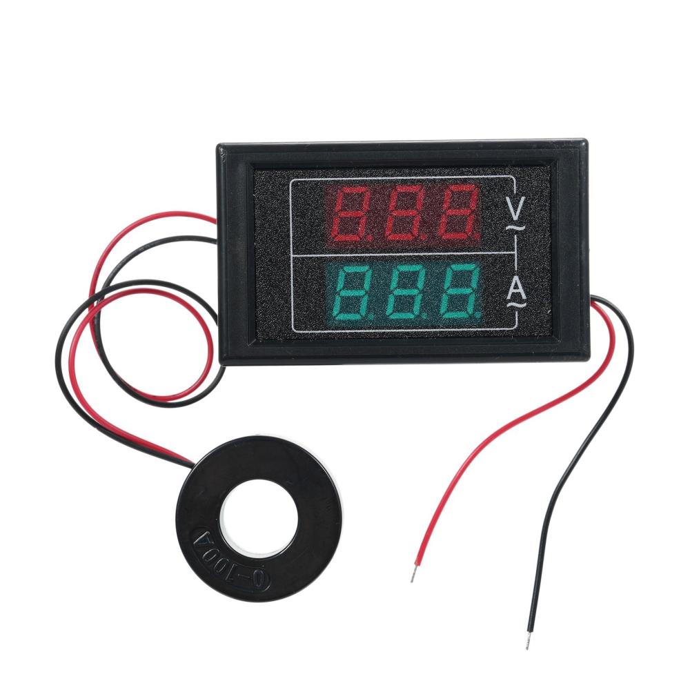 Volt Amp Meter AC 60-500V 100A Digital Multimeter with Current Transformer 2 in 1 Mini Ammeter Voltmeter Gauge with Dual LED Display Universal Car Accessories  |   Other Instruments Measurement & Analysis Instruments Black