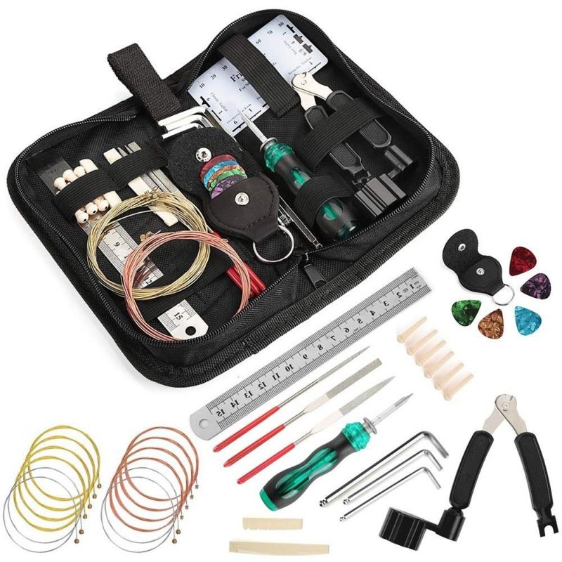 W006 Guitar Repairing Kit Guitar Care Kit Maintenance Tool Set Cleaning Accessories  |   Other Instruments Measurement & Analysis Instruments Blackblack