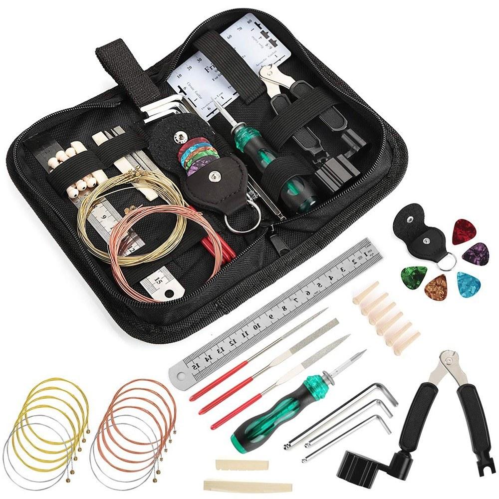 W006 Guitar Repairing Kit Guitar Care Kit Maintenance Tool Set Cleaning Accessories  |   Other Instruments Measurement & Analysis Instruments Blackblack