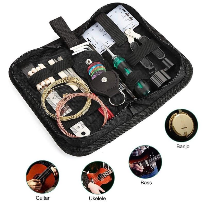 W006 Guitar Repairing Kit Guitar Care Kit Maintenance Tool Set Cleaning Accessories  |   Other Instruments Measurement & Analysis Instruments Blackblack