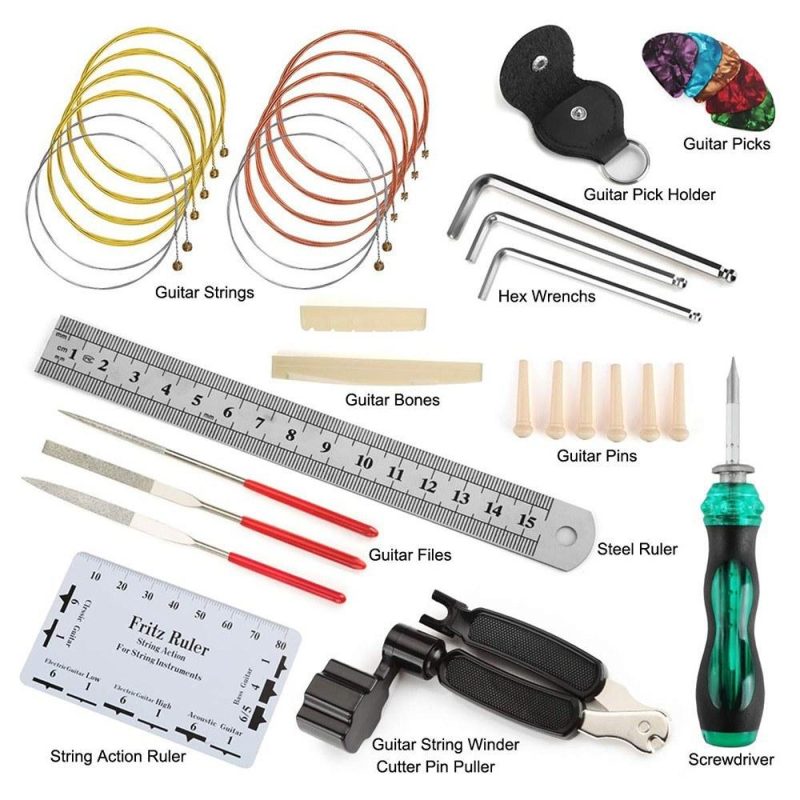 W006 Guitar Repairing Kit Guitar Care Kit Maintenance Tool Set Cleaning Accessories  |   Other Instruments Measurement & Analysis Instruments Blackblack