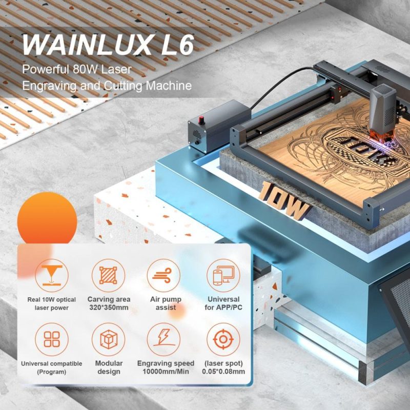 WAINLUX L6 Laser Engraver 10W Laser Power High-speed Air Assist  |   Laser Equipment Laser Equipment Laser Equipment