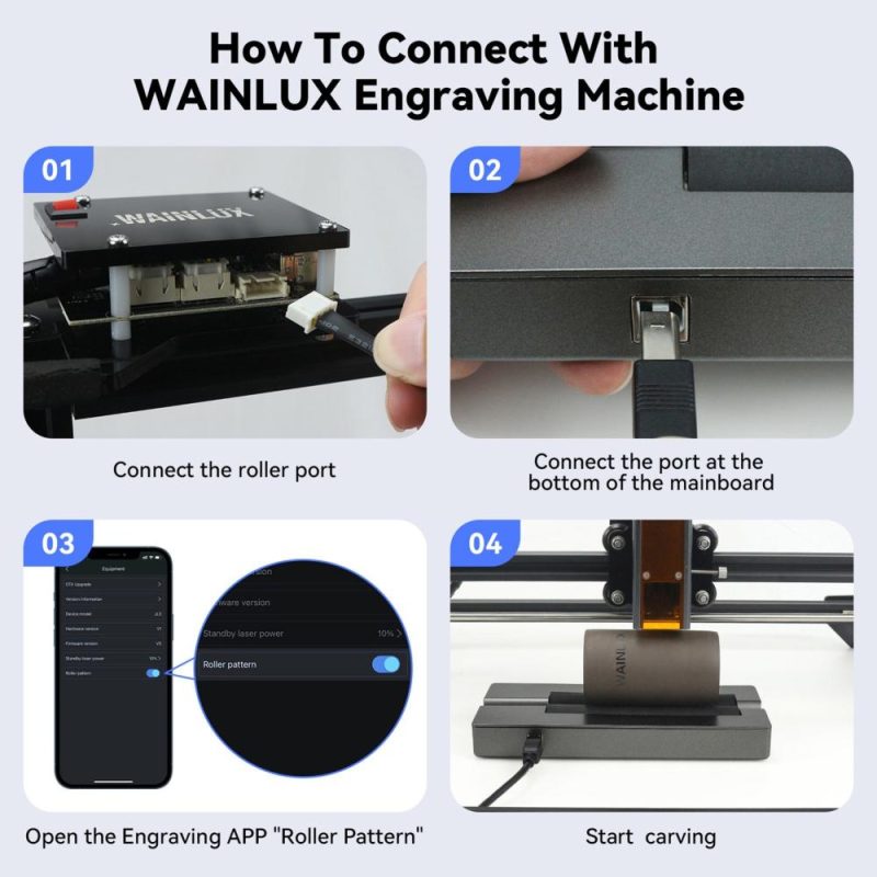 WAINLUX Rotary Rollor for 390mm Objects Engraving Diameter for Laser Engraving Cylindrical Objects Cans  |   Laser Equipment Laser Equipment Laser Equipment