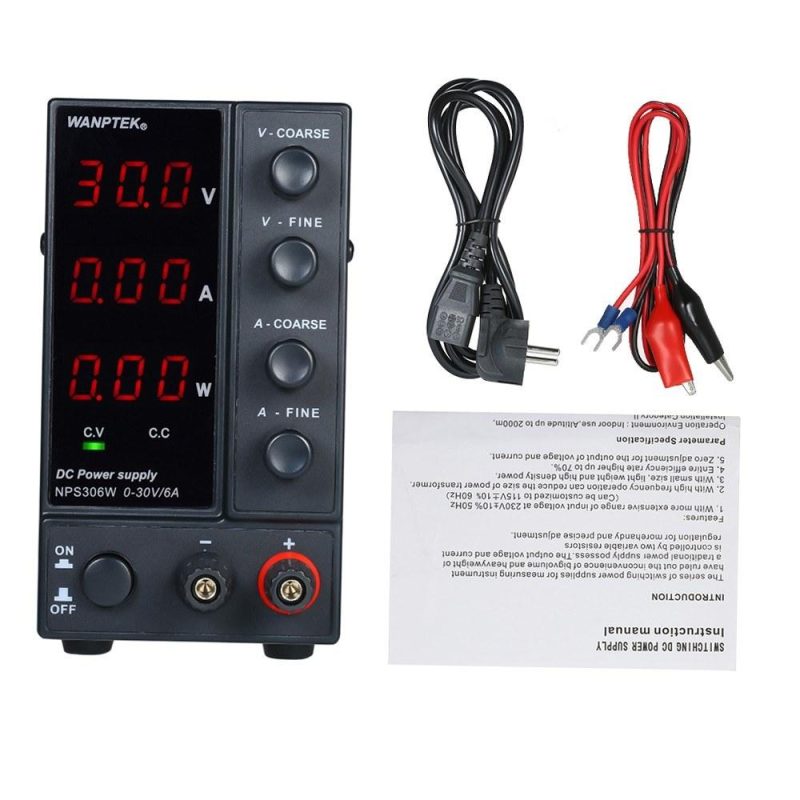 WANPTEK NPS306W 0-30V 0-6A Switching DC Power Supply 3 Digits Display LED High Precision Adjustable Mini Power Supply AC 115V/230V 50/60Hz Voltage & Current Regulated Dual Output  |   Electrical Equipment & Supplies Electrical Equipment & Supplies Black + White