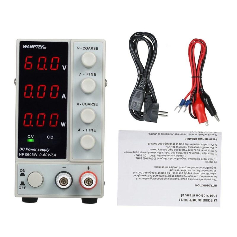 WANPTEK NPS605W 0-60V 0-5A Switching DC Power Supply 3 Digits Display LED High Precision Adjustable Mini Power Supply AC 115V/230V 50/60Hz Voltage & Current Regulated Dual Output  |   Electrical Equipment & Supplies Electrical Equipment & Supplies Black + White