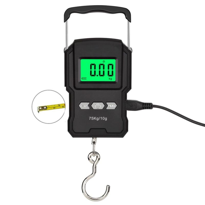 WeiHeng A27L/A27L-B (Optional) 75kg/10g Rechargable LCD Display Screen with Tapes Length Measure Function Electronic Hook Scale High Precisions Five Units Switch with Backlight  |   Digital Scales Digital Scales Digital Scales