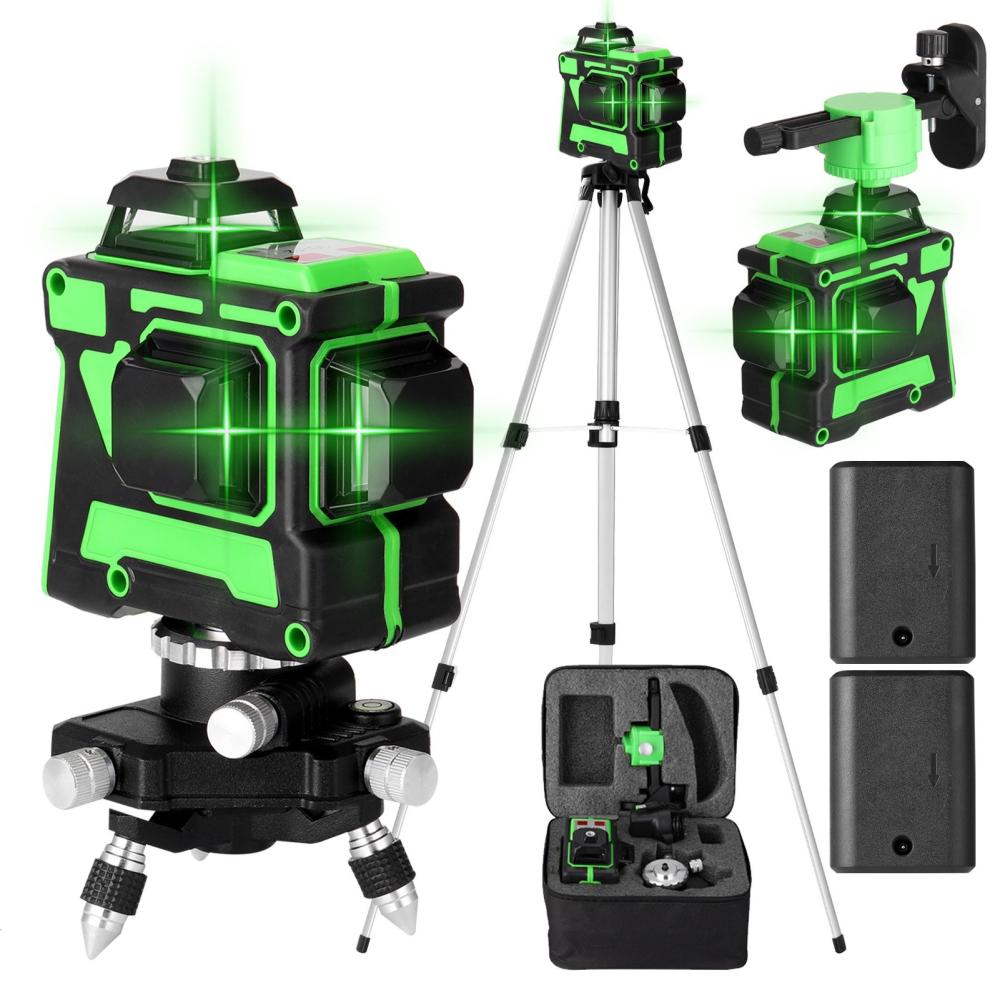 Weytoll Multifunctional Self-leveling 3D 12 Lines Laser Level Tool Vertical Horizontal Lines with 1.5M 3 Heights Adjustable Alloy Extension Bar Tripod Stand  |   Other Instruments Measurement & Analysis Instruments Green Light