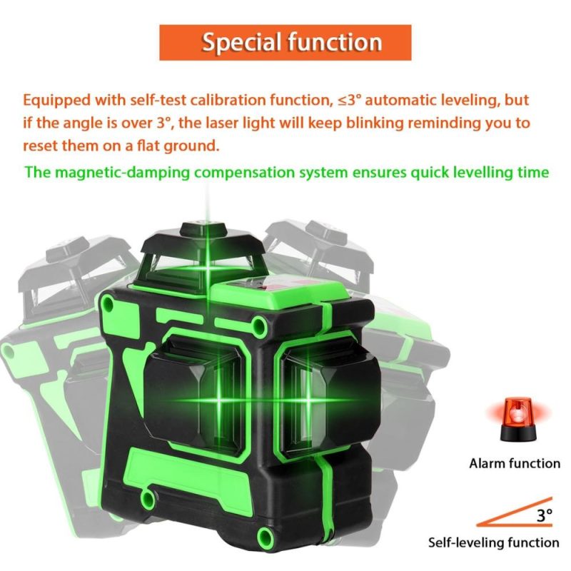 Weytoll Multifunctional Self-leveling 3D 12 Lines Laser Level Tool Vertical Horizontal Lines with 1.5M 3 Heights Adjustable Alloy Extension Bar Tripod Stand  |   Other Instruments Measurement & Analysis Instruments Green Light